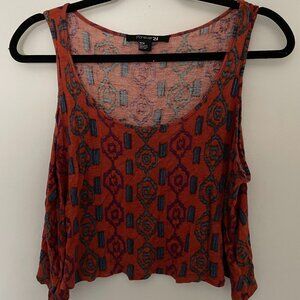 Slouchy Forever 21 Western pattern crop top